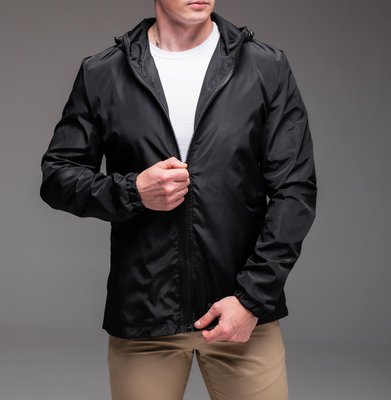 Куртка вітрівка чоловіча з капюшоном 2021 чор фото