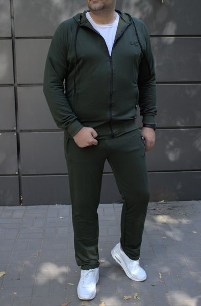Чоловічий спортивний костюм,утеплений, з капюшоном, хакі ,Батал 2197 хак фото