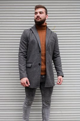 Пальто чоловіче кашемірове, демісезонне, сіре 2099 фото