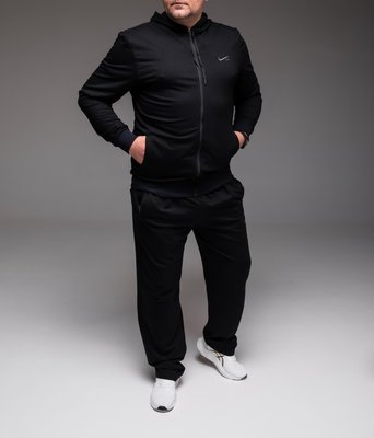 Чоловічий чорний спортивний костюм Nike Батал двонитка 2236 чор фото