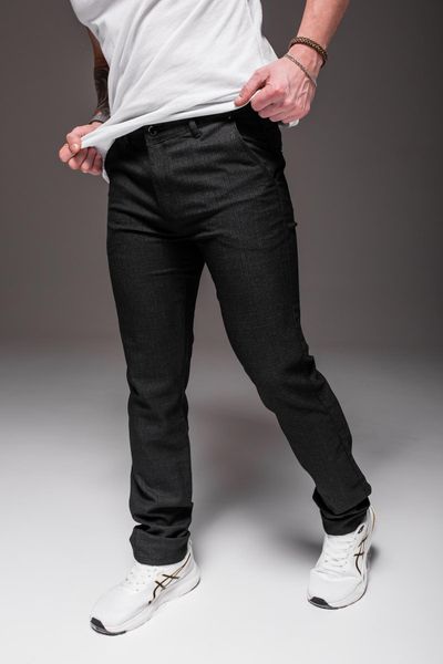 Чоловічі стильні штани у клітинку , під ремінь,чорні 2223 фото
