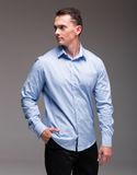 Чоловіча сорочка класична з довгим рукавом, блакитна