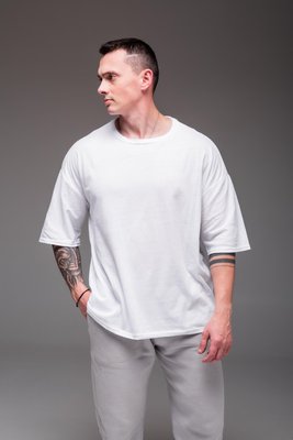 Чоловіча біла футболка великі розміри "Casual" 2242 біл фото