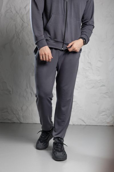 Чоловічий спортивний костюм Великого розміру із двонитки на блискавці весна-осінь, графітовий