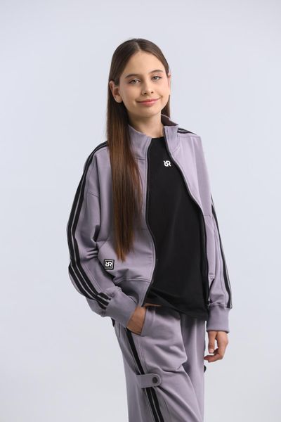 Підлітковий спортивний костюм сірий з чорними лампасами