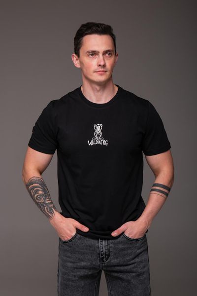 Базова чоловіча футболка бавовняна з принтом чорна