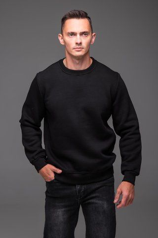 Світшот чоловічий базовий Casual на флісі чорний