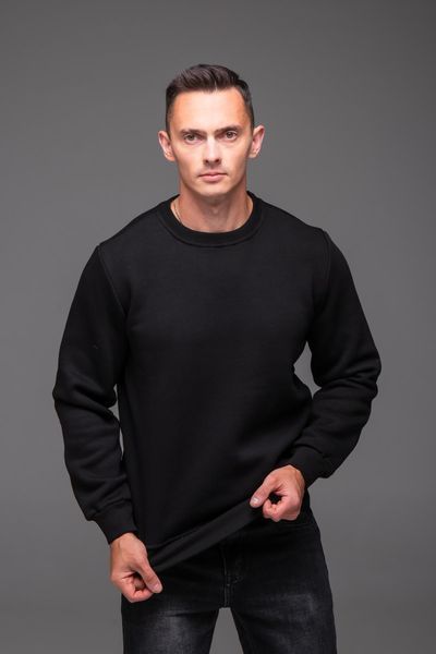 Світшот чоловічий базовий Casual на флісі чорний