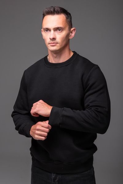 Світшот чоловічий базовий Casual на флісі чорний