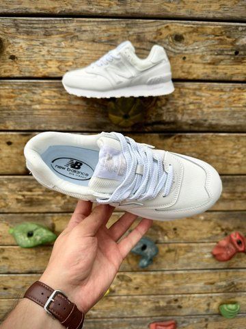 Кросівки New Balance 574 (36-41, шкіра, білі)