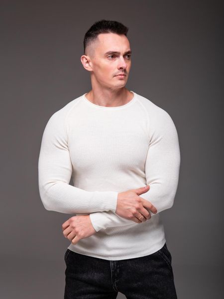 Светр чоловічий приталений Slim fit , білий