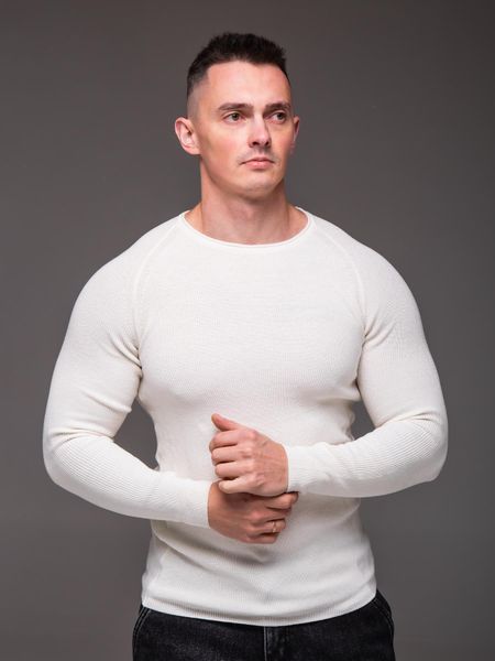 Светр чоловічий приталений Slim fit , білий