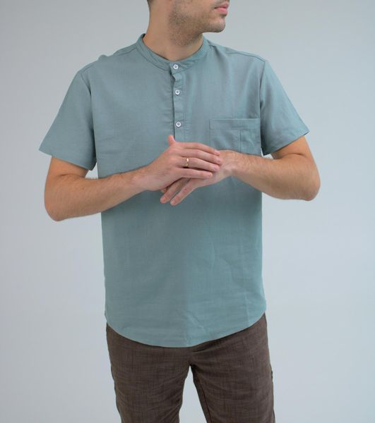 Сорочка чоловіча літня , з кишенею , на короткий рукав , хакі 2191 хак фото