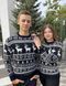 Светр новорічний парний (1шт) "Великий олень" з круглою горловиною, синій 11/2 фото 6