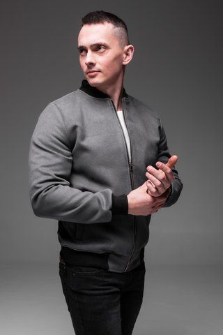 Чоловіча куртка-бомбер із кашеміру ,сірий