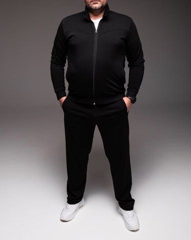 Спортивний костюм чоловічий , утеплений , чорний , XXXL-9XL