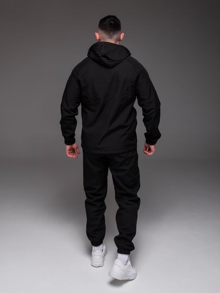 Чоловічий утеплений костюм Softshell з капюшоном чорний