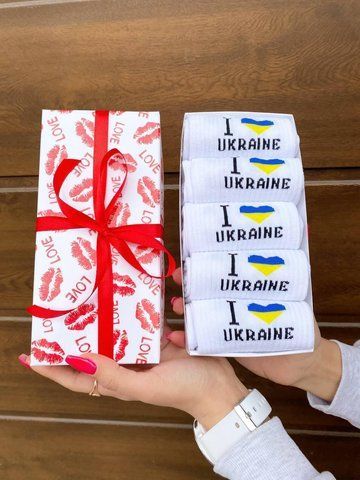 Набір жіночих патріотичних шкарпеток 36-41 5 пар у подарунковій коробці