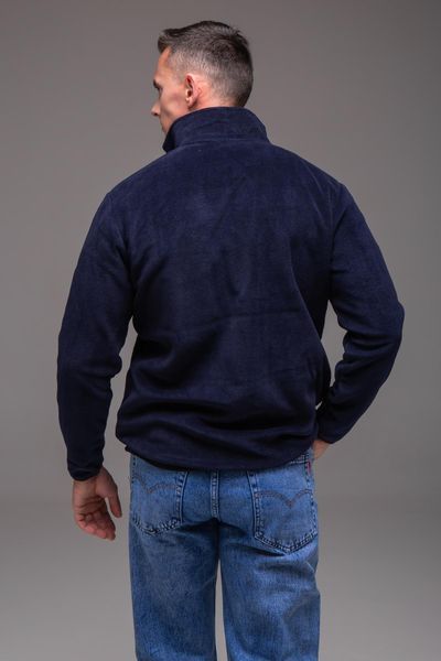 Кофта фліска чоловіча без капюшона на блискавці темно-синя