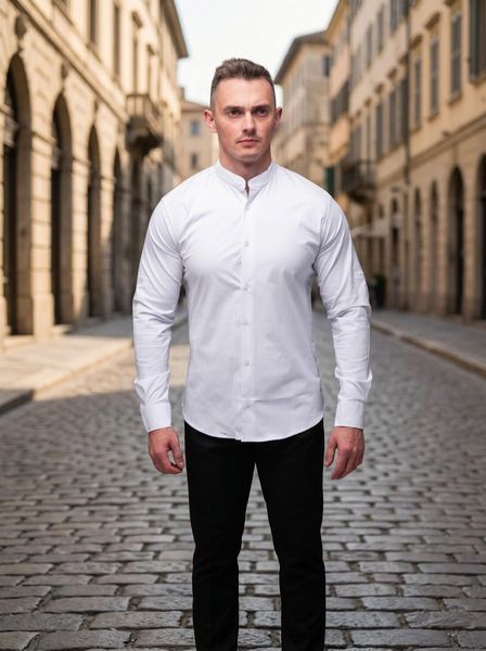 Сорочка чоловіча з довгими рукавами Slim Fit біла