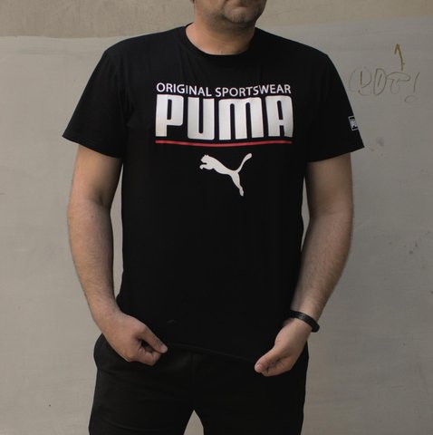 Чоловіча футболка чорна БАТАЛ Puma 2148 фото