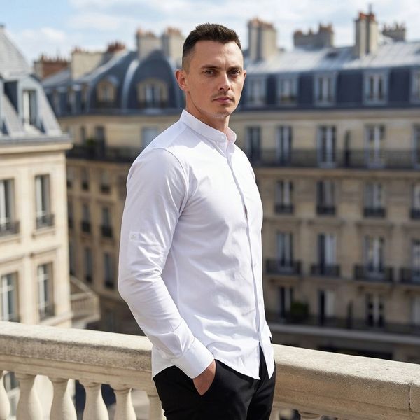 Сорочка чоловіча з довгими рукавами Slim Fit біла