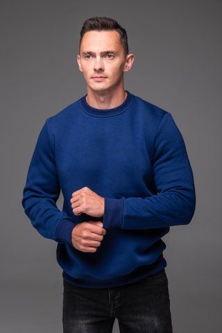 Світшот чоловічий базовий Casual на флісі синій