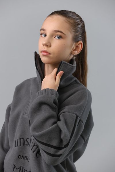 Костюм флісовий підлітковий теплий,худі та штани, Графітовий затишок