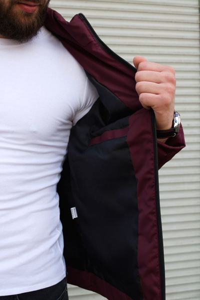 Куртка демісезонна , чоловіча, з коміром стійка , бордова 2140 бор фото