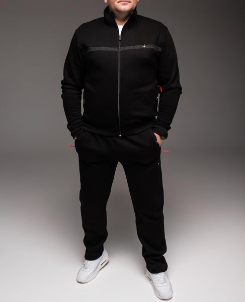 Чоловічий спортивний костюм,утеплений, без капюшона,чорний, Батал 2165 чор фото