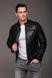 Чоловіча коротка куртка Slim Fit з екошкіри чорна 2506 фото 9