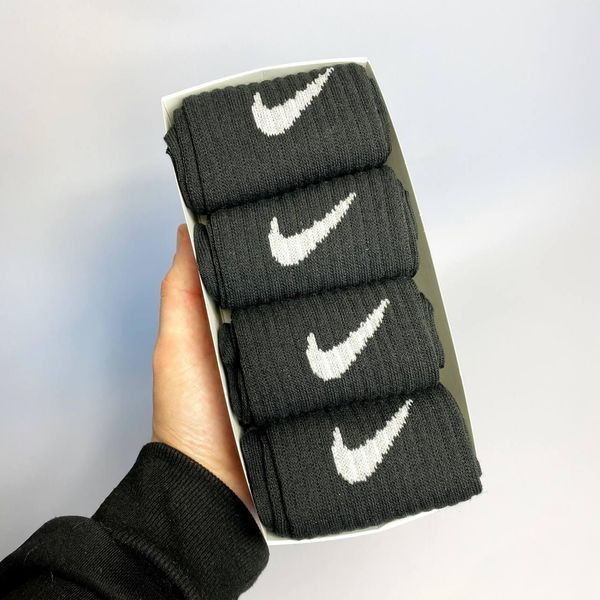 Набір чоловічих високих шкарпеток Nike 41-45 на 4 пари у подарунковій коробці із стрічкою