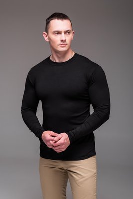 Чоловіча футболка лонгслів з довгими рукавами 2249 чор фото