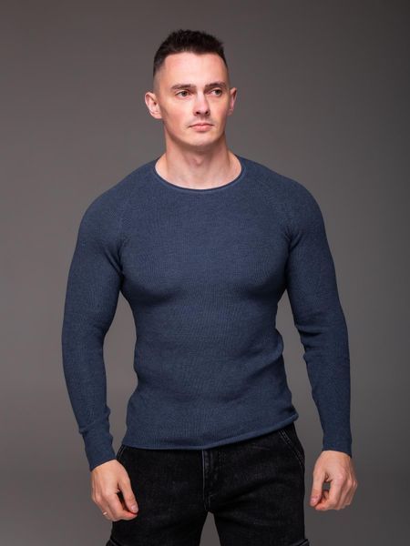 Светр чоловічий приталений Slim fit, аквамарин