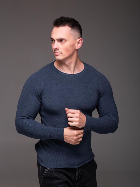 Светр чоловічий приталений Slim fit, аквамарин