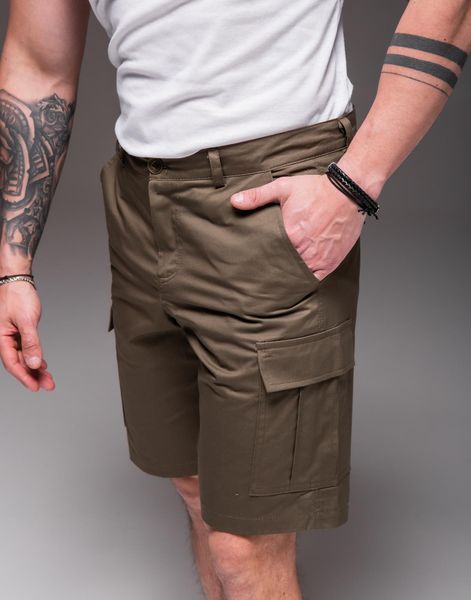 Чоловічі шорти хакі з кишенями карго 2252 хак фото