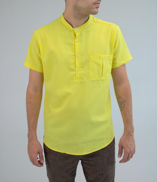 Сорочка чоловіча літня , з кишенею , на короткий рукав , жовта 2191 жов фото