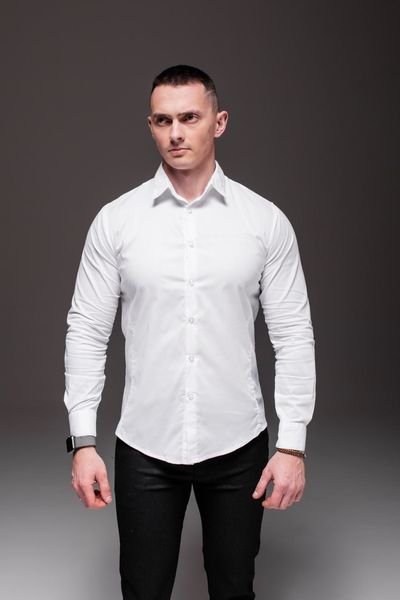 Сорочка класична, приталена, чоловіча на довгий рукав, біла