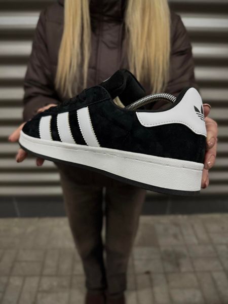 Зимові Кросівки Adidas Campus, чорно-білі з хутром