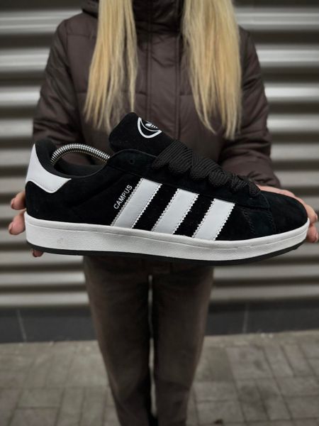 Зимові Кросівки Adidas Campus, чорно-білі з хутром