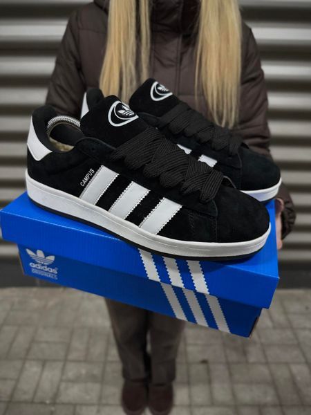 Зимові Кросівки Adidas Campus, чорно-білі з хутром