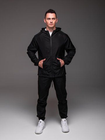 Чоловічий спортивний костюм з плащівки, чорний