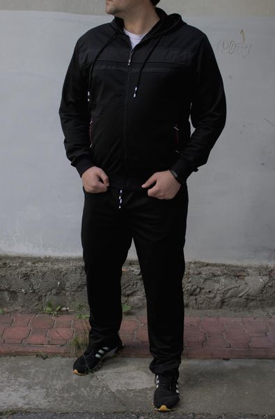 Спортивний костюм чоловічий з капюшоном , великі розміри батал , Чорний 2145 фото