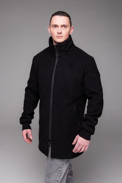 Чоловіча чорна подовжена куртка з кашеміру комір стійка "City" 2219 чор фото