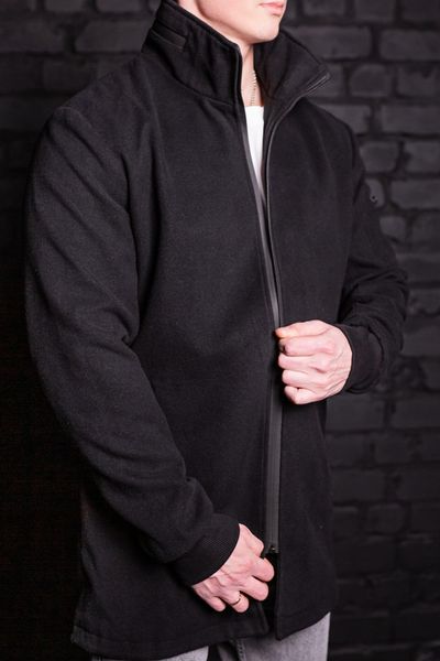 Чоловіча чорна подовжена куртка з кашеміру комір стійка "City" 2219 чор фото