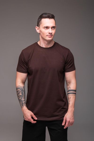 Футболка чоловіча однотонна батал 2XL&ndash;6XL вільного крою коричнева