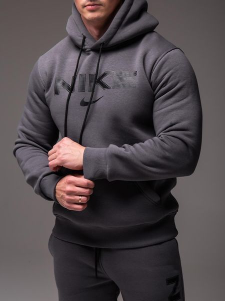 Чоловічий утеплений костюм з капюшоном Nike,сірий