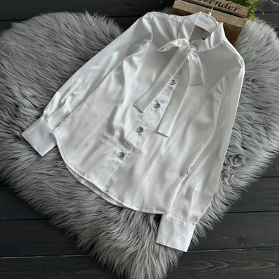 Блузка біла шовкова 1164 фото