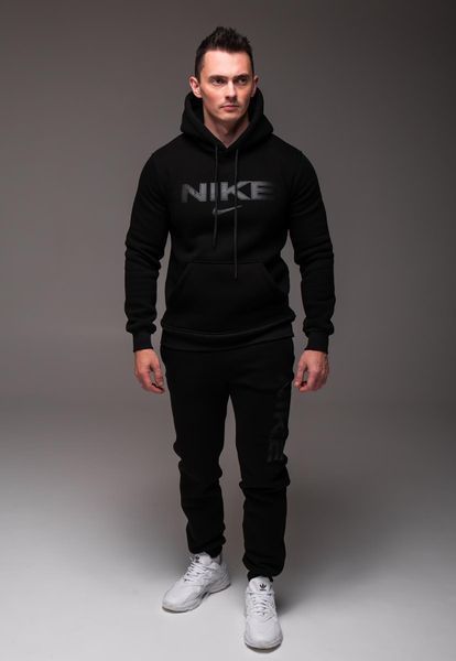 Чоловічий утеплений костюм Nike з капюшоном,чорний