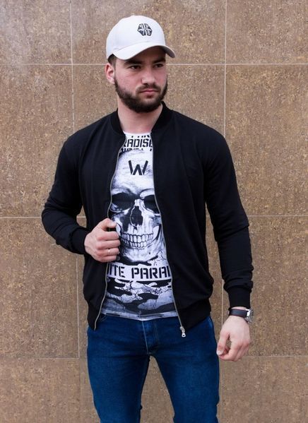 Кофта бомбер чоловіча на блискавці , чорна